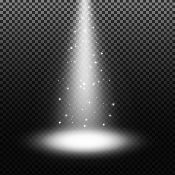 Spotlight lysande med strössel på transparent bakgrund — Stock vektor