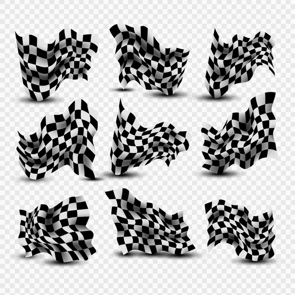 Set bandiere a scacchi sventolanti — Vettoriale Stock
