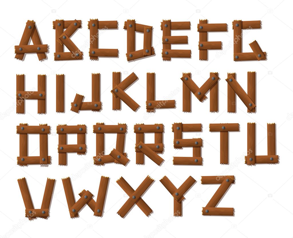Old Grunge Wooden Alphabet set