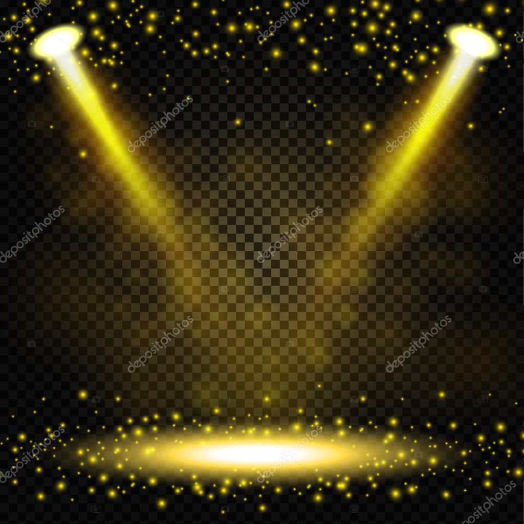 Gold Spotlight shining on transparent background Stock Vector by