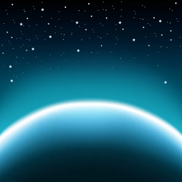 Raum mit Sternen und blauem Planetenhorizont — Stockvektor