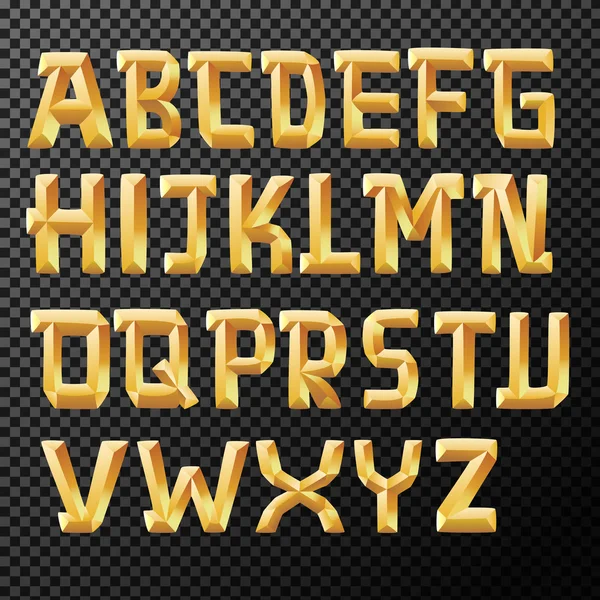 Golden alphabets on transparent background — Stock Vector