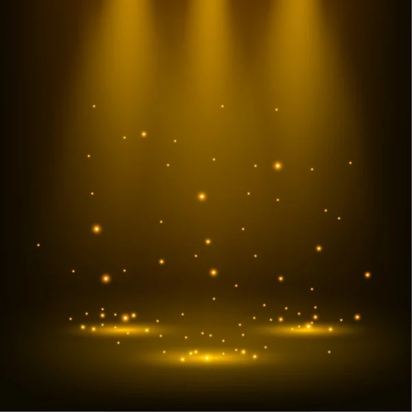 キラキラと輝く黄金のスポット ライト — ストックベクタ