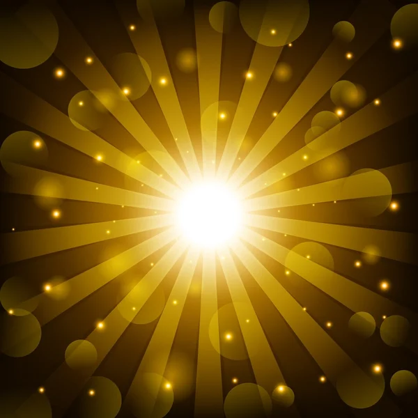 Golden shine with lens flare background — Stock Vector