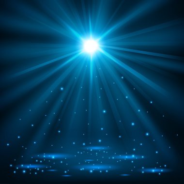 Blue spotlights shining with sparkles clipart