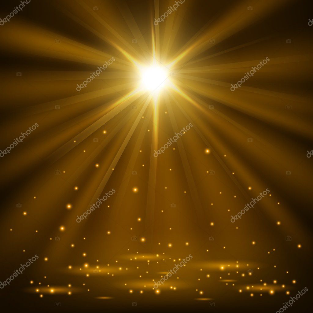 Gold spotlights shining with sparkles Stock Vector Image by