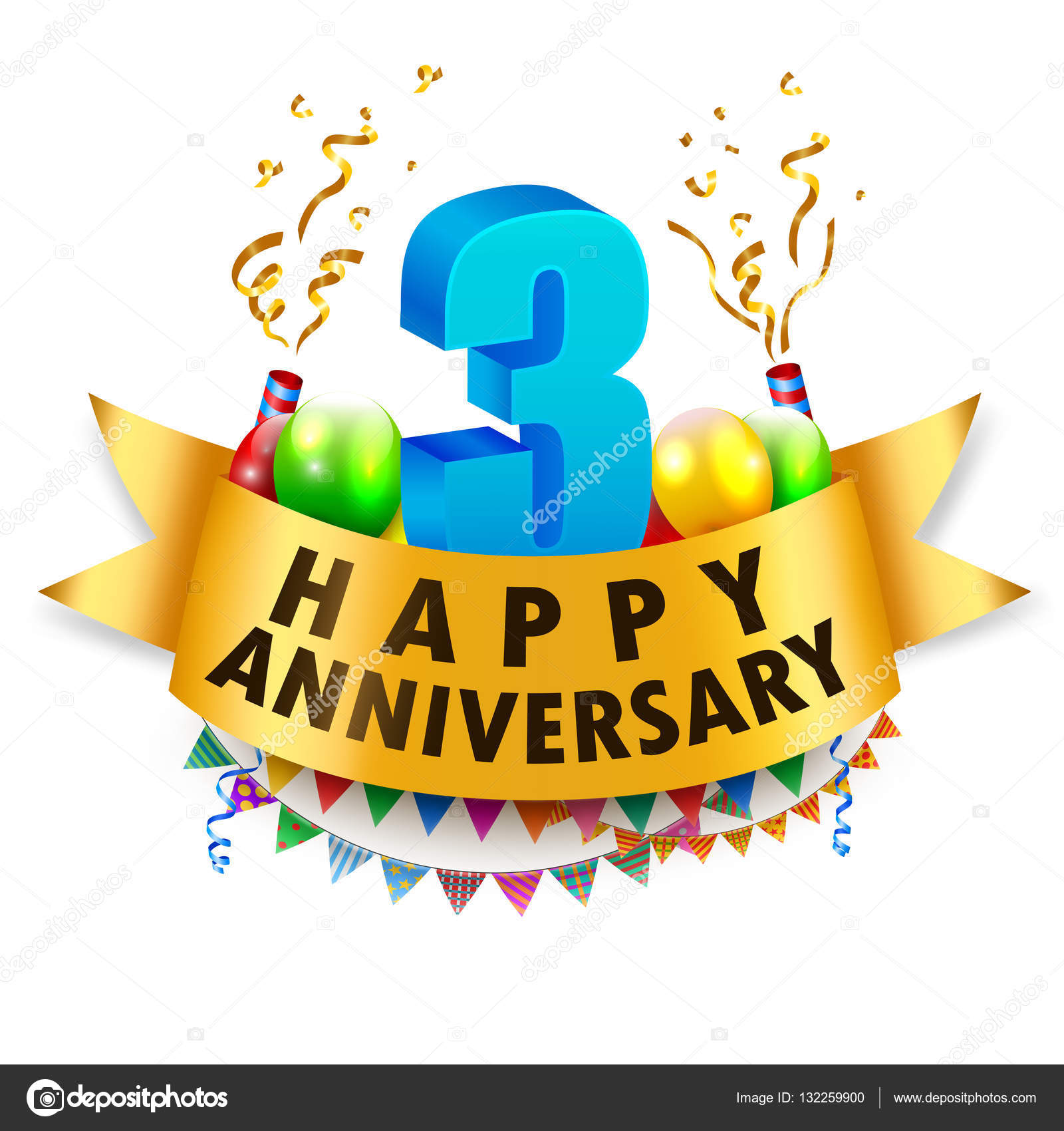 Happy 3rd Anniversary Celebration — Stock Vector ...