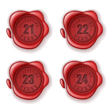21-24 yıl kutlama tebrik kartı balmumu mührü