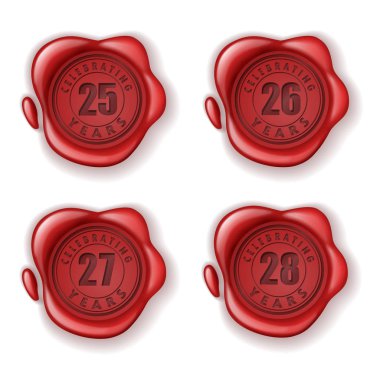 25-28 yıl kutlama tebrik kartı balmumu mührü