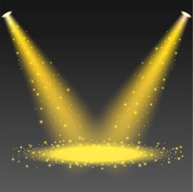 Saydam arka plan üzerinde parlayan altın spot