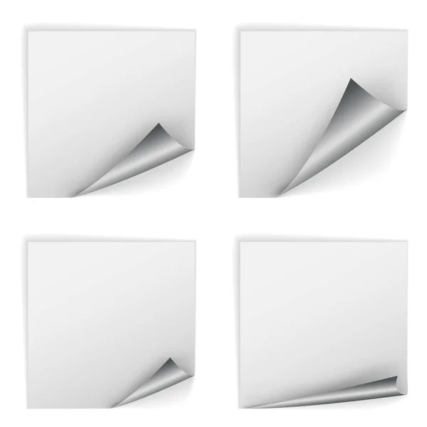 Blanco vierkante stickers met curl sets — Stockvector
