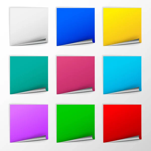 Autocollants carrés colorés vierges avec des ensembles de boucles — Image vectorielle