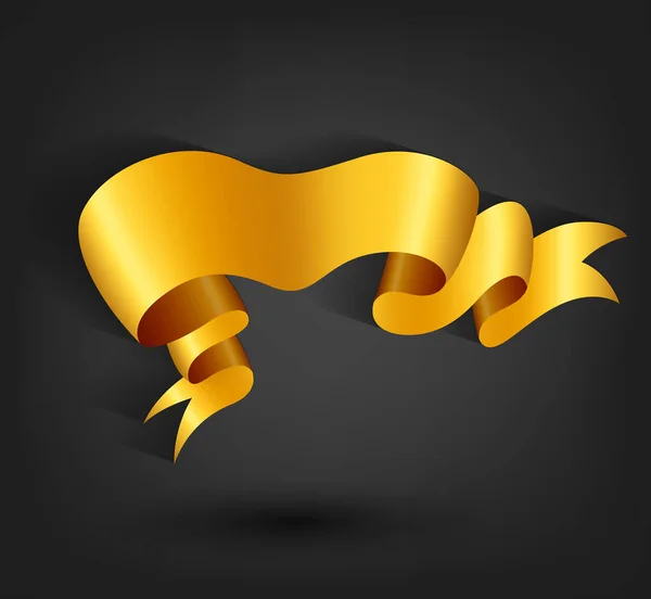 Nastro banner dorato su sfondo scuro — Vettoriale Stock