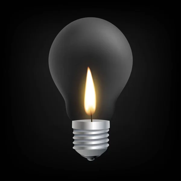 Luz de vela en concepto de bombilla incandescente — Vector de stock
