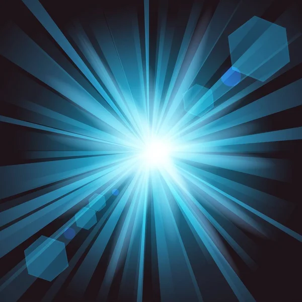 Verlichte blauw licht in de duisternis — Stockvector