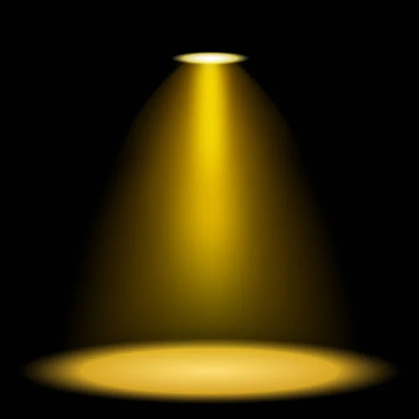 Gyllene spotlights skiner på transparent bakgrund — Stock vektor