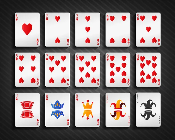 Tarjetas de poker corazón conjunto — Archivo Imágenes Vectoriales