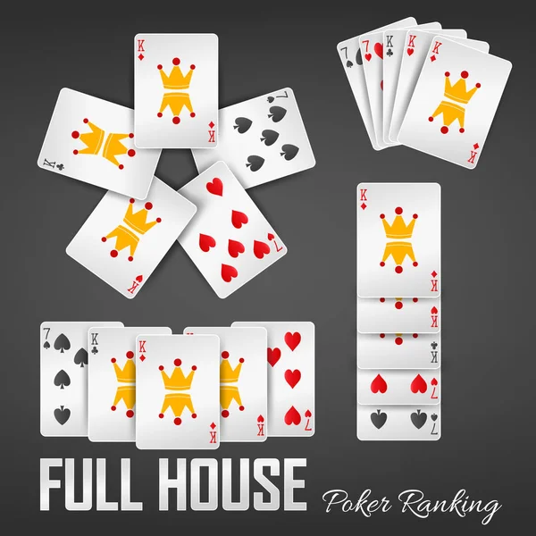 Full House poker ranking casino conjuntos — Vetor de Stock