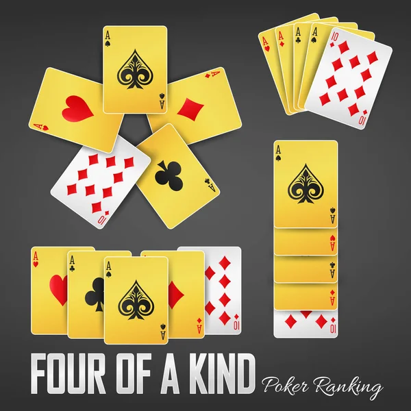 Four of a kind Poker Rangliste Casino-Sets — Stockvektor