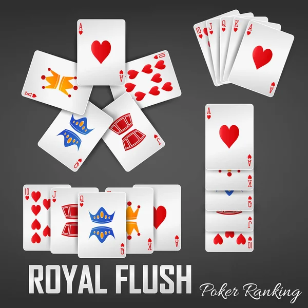 Royal Flush Poker Rangliste Casino Sets — Stockvektor