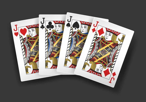 4 de una clase Jacks poker tarjeta de juego — Archivo Imágenes Vectoriales