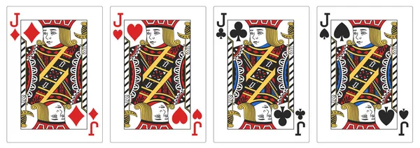 4 de una clase Jacks poker tarjeta de juego — Archivo Imágenes Vectoriales