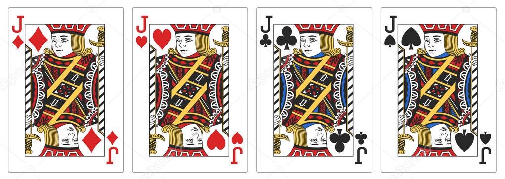 4 of a kind Jacks poker playing card
