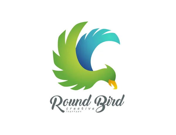 Round flying bird sign — Stock Vector