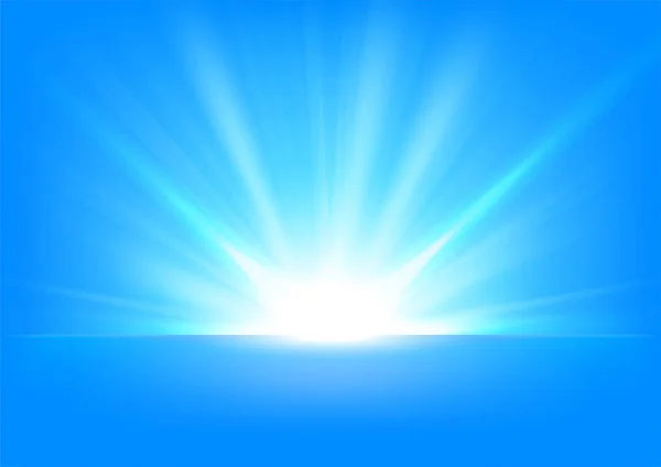Rayons bleus se levant sur fond lumineux — Image vectorielle