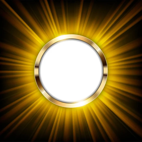 Metin alanı ve Altın ışık ile Metalik altın yüzüğü aydınlatılmış — Stok Vektör