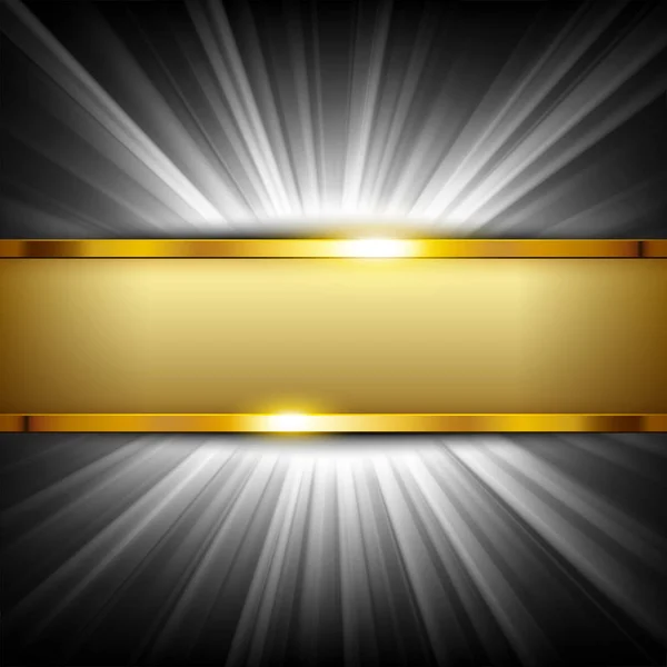 Banner in metallischem Gold mit Textfläche auf weißem Licht beleuchtet — Stockvektor
