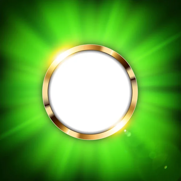텍스트 공간 및 녹색 빛 조명 금속 반지 — 스톡 벡터