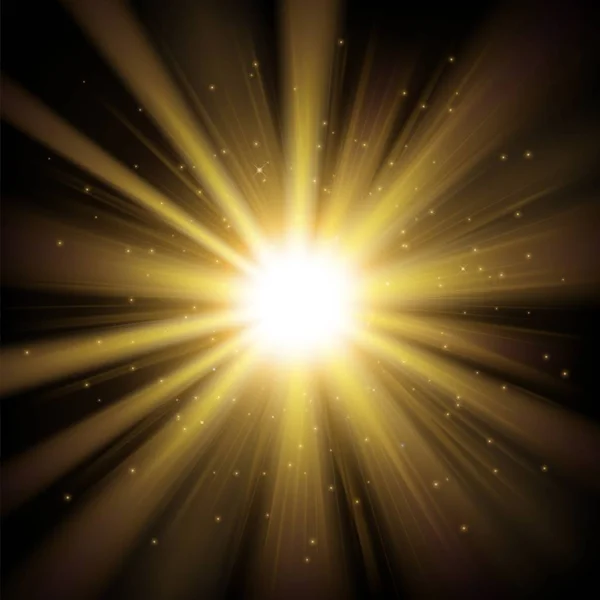 Golden Light Shining Darkness Background Vector Illustration — Stock Vector