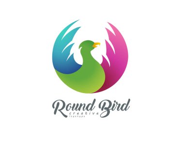 Yuvarlak uçan kuş işareti. Vektör İllüstrasyonu