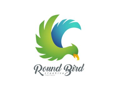 Yuvarlak uçan kuş işareti. Vektör İllüstrasyonu