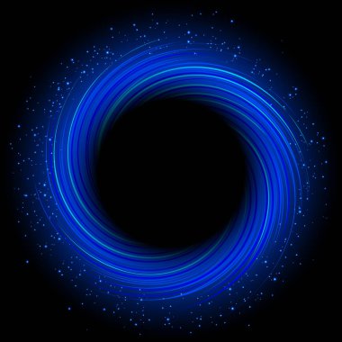 Soyut mavi girdap etrafında kara delik vektör çizimi