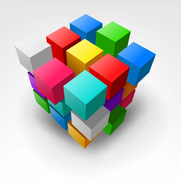 Illustration Vectorielle Cube Coloré Abstrait — Image vectorielle