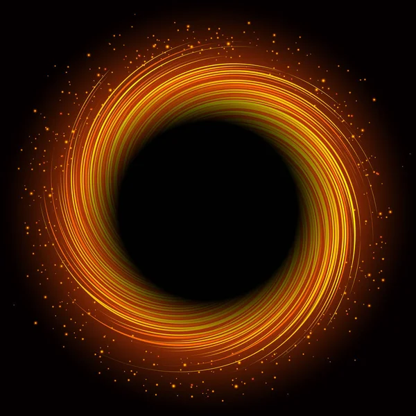 Abstraktní Zlatý Vír Kulatý Černou Dírou Vektorovou Ilustrací — Stockový vektor