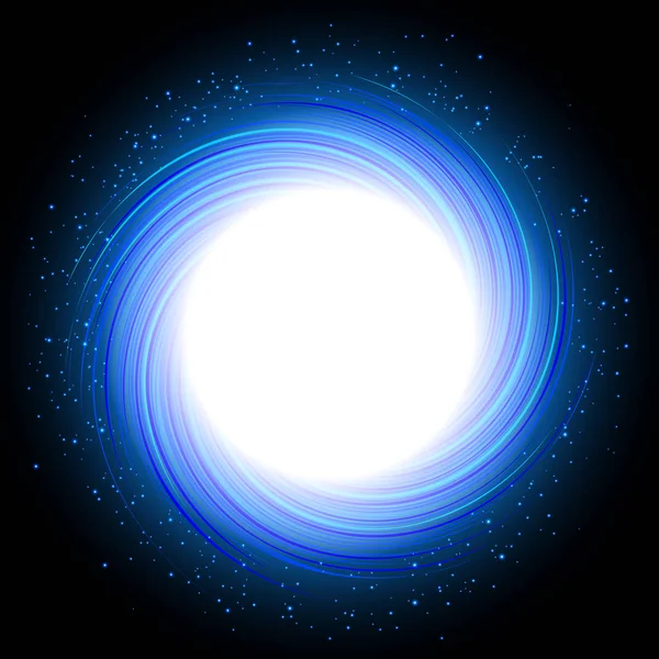 Abstraktes Blaues Wirbelfeld Mit Vektorillustration Des Weißen Lochs — Stockvektor