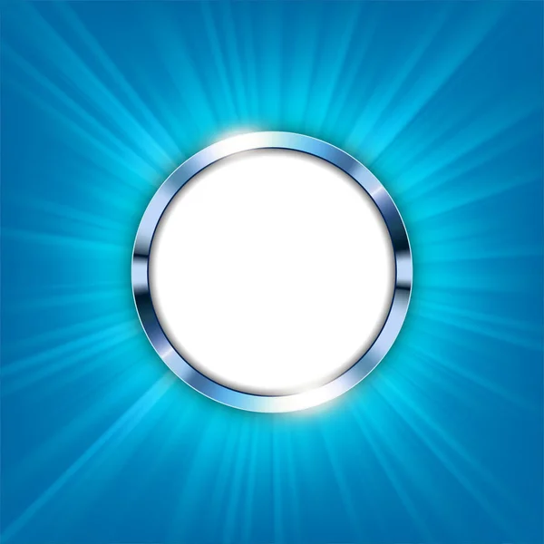 Anel Metálico Com Espaço Texto Luz Azul Iluminado Vector Ilustração — Vetor de Stock