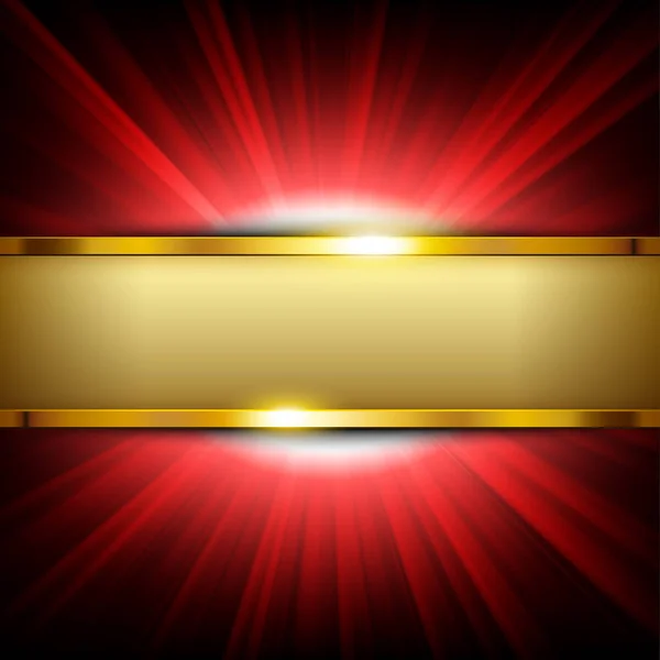 红光照明矢量图上带有文字空间的金属铬横幅 — 图库矢量图片