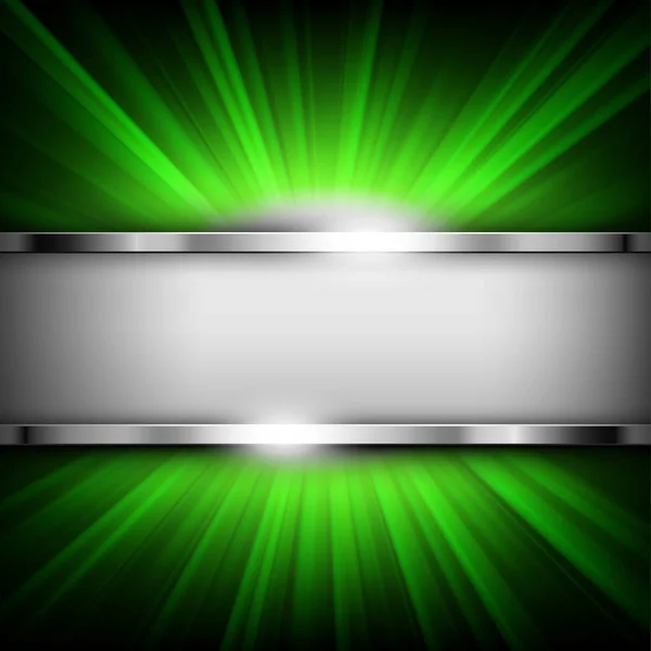 Metallisches Chrom Banner Mit Textfläche Auf Grün Beleuchteter Vektorillustration — Stockvektor