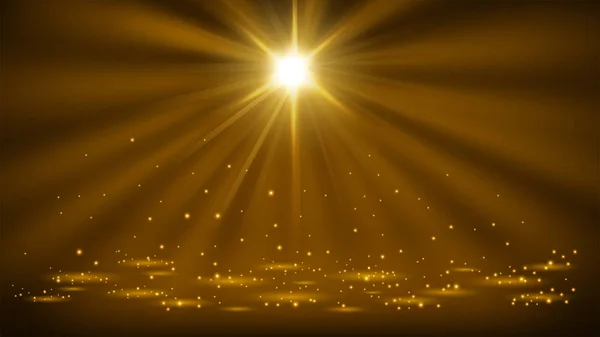 Gold Spotlights Shining Sparkles Aspect Ratio Vector Illustration — Stock Vector