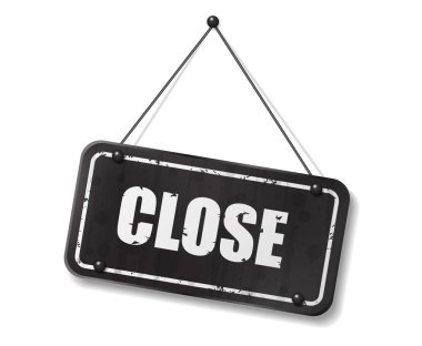 Kapalı metin, Vektör İllüstrasyonlu eski siyah işaret