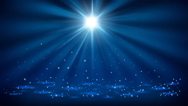 Blå Spotlights Lyser Med Gnistrar Aspect Ratio — Stock vektor