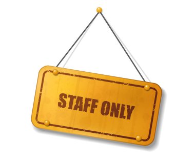 Vintage eski altın işareti ile personel sadece metin