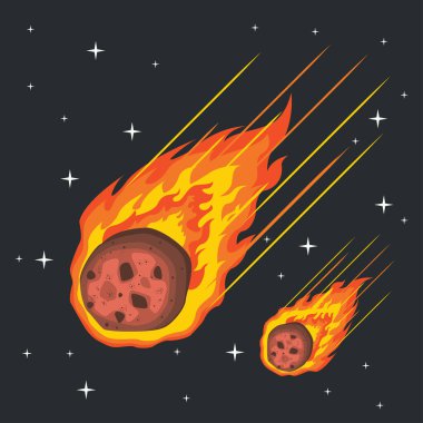 Karanlık Uzayda Parlayan Yıldızlarla Düşen Meteor Vektörü
