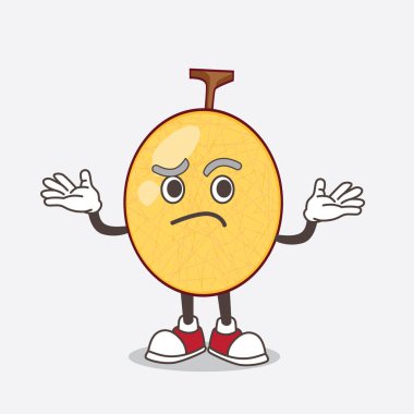 Komik bir sırıtış ifadesiyle ballı kavun çizgi film maskot karakteri.