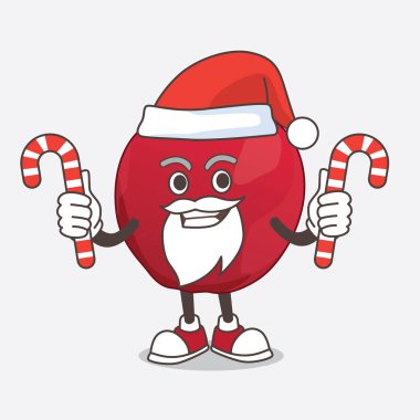 Noel Baba kostümlü ve şekerli elmalı maskot karakter.