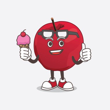 Elma çizgi film karakteri dondurma yiyor.